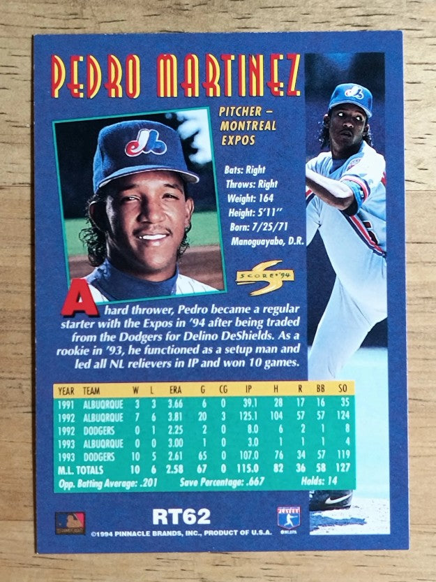 1994 Score Rookie/Traded #RT62 Pedro Martinez