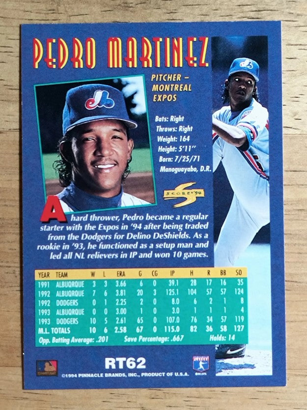 1994 Score Rookie/Traded #RT62 Pedro Martinez