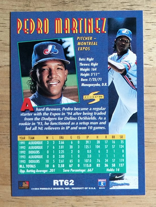 1994 Score Rookie/Traded #RT62 Pedro Martinez