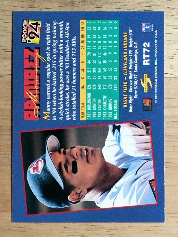 1994 Score Rookie/Traded #RT72 Manny Ramirez