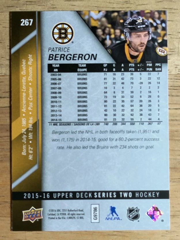 2015-16 Upper Deck #267 Patrice Bergeron