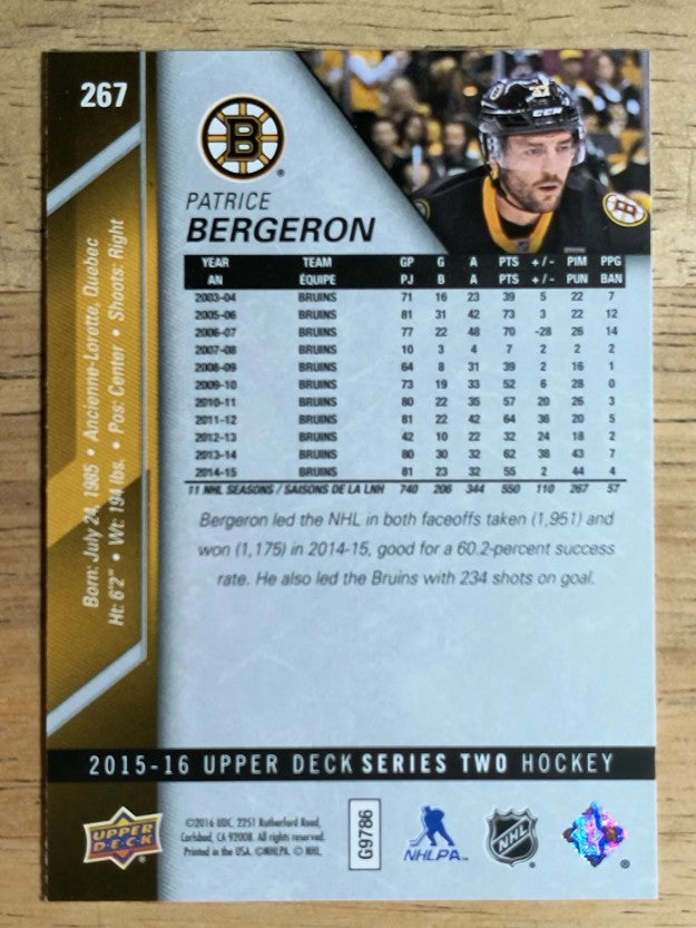 2015-16 Upper Deck #267 Patrice Bergeron