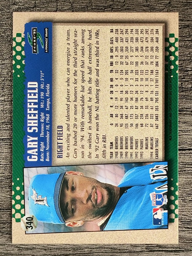 1995 Score #340 Gary Sheffield