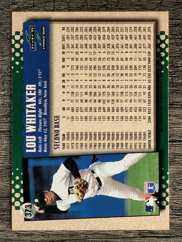 1995 Score #373 Lou Whitaker