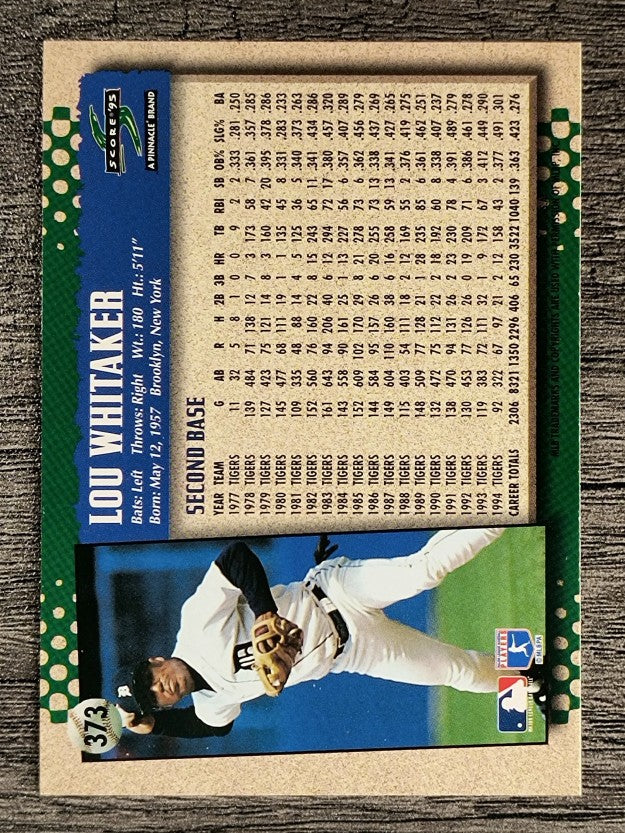 1995 Score #373 Lou Whitaker