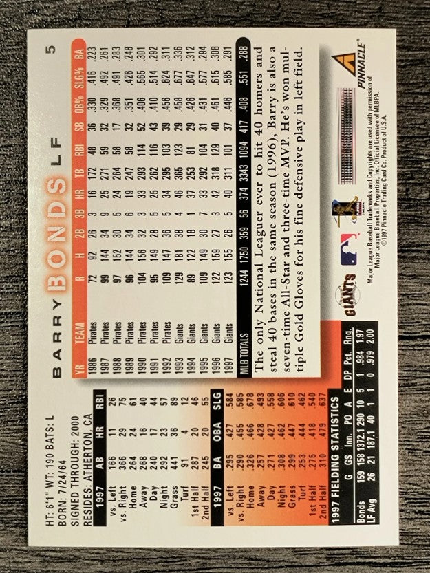 1998 Score #5 Barry Bonds