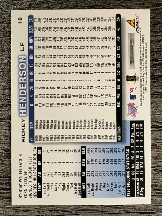 1998 Score #18 Rickey Henderson