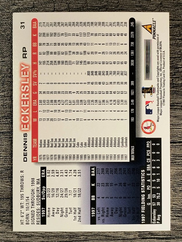 1998 Score #31 Dennis Eckersley