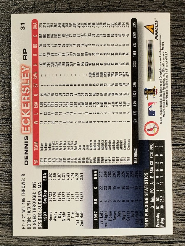 1998 Score #31 Dennis Eckersley