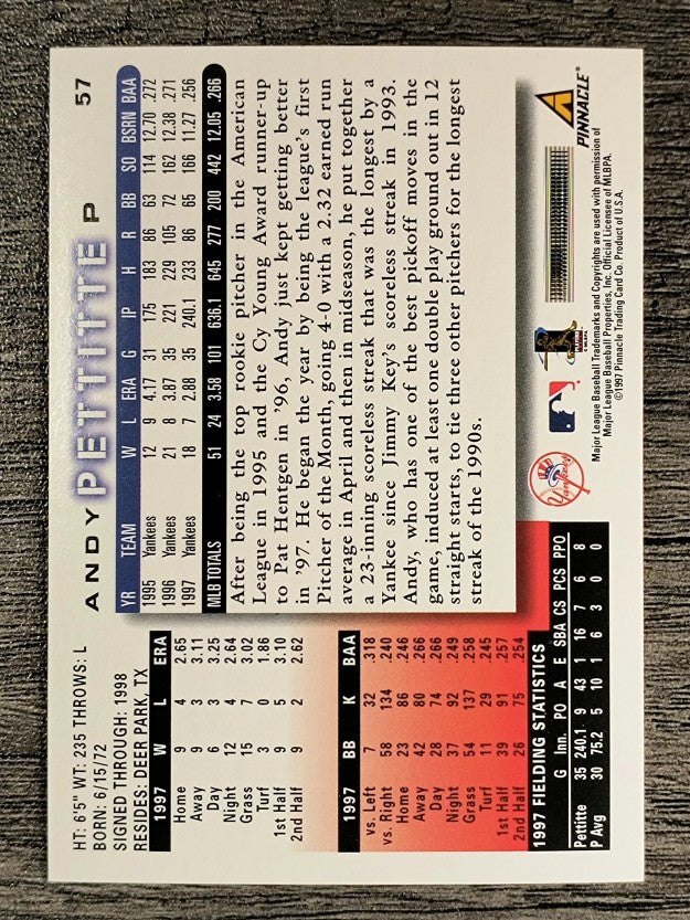 1998 Score #57 Andy Pettitte