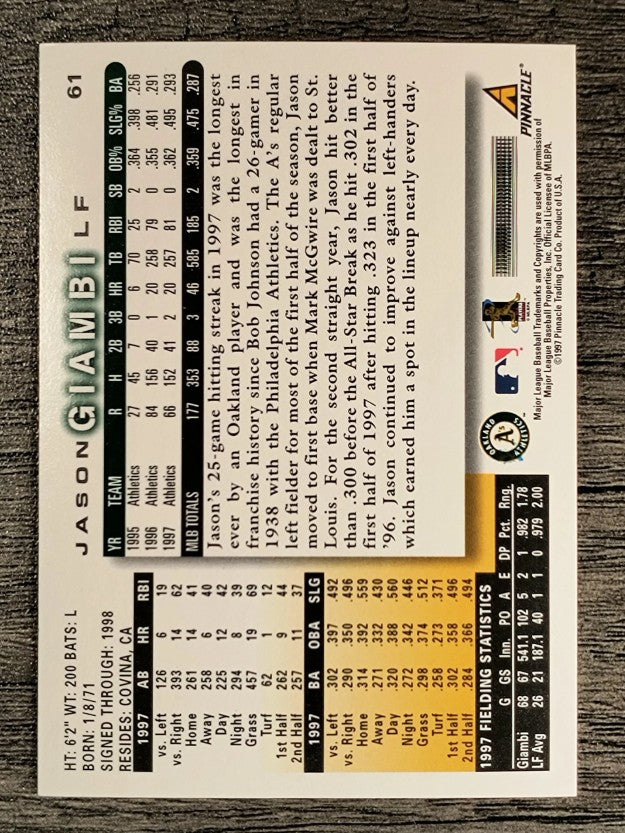1998 Score #61 Jason Giambi
