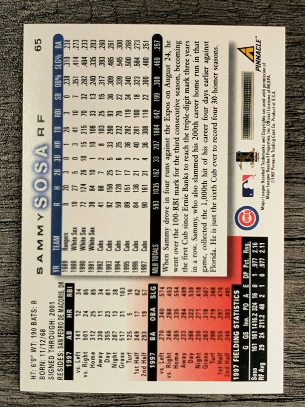 1998 Score #65 Sammy Sosa