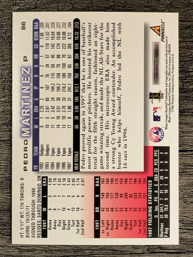 1998 Score #86 Pedro Martinez