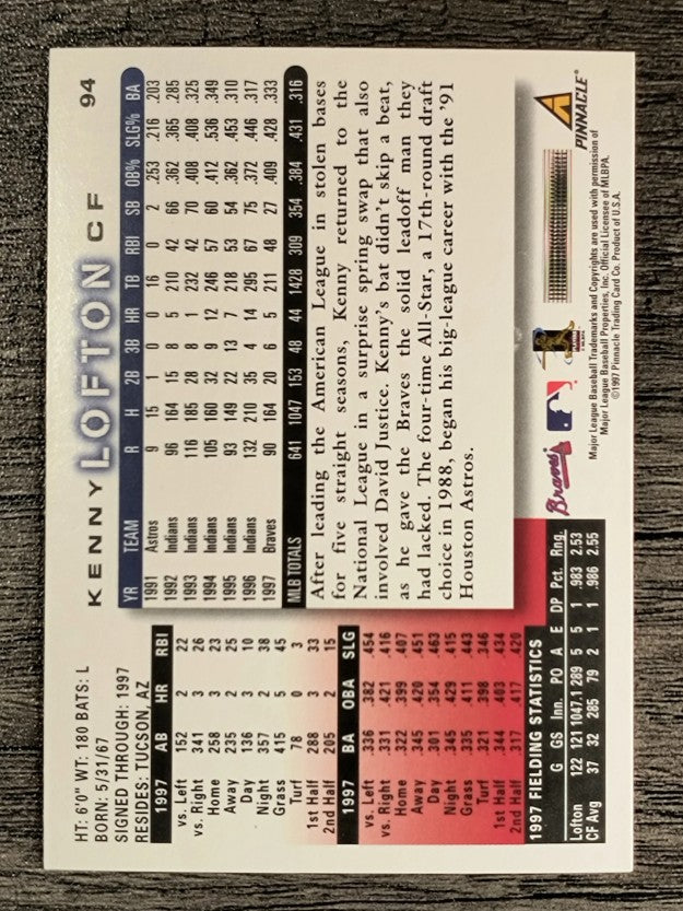 1998 Score #94 Kenny Lofton