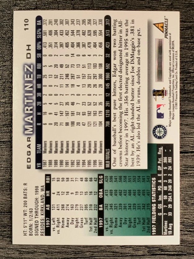 1998 Score #110 Edgar Martinez