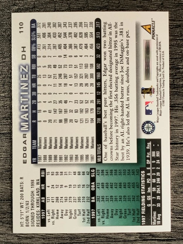 1998 Score #110 Edgar Martinez