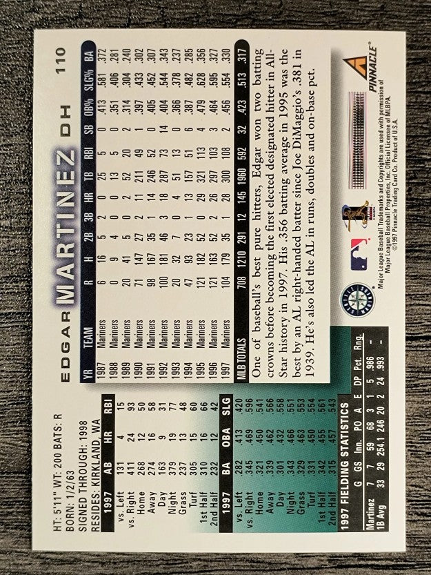 1998 Score #110 Edgar Martinez