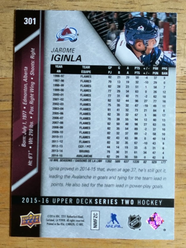 2015-16 Upper Deck #301 Jarome Iginla