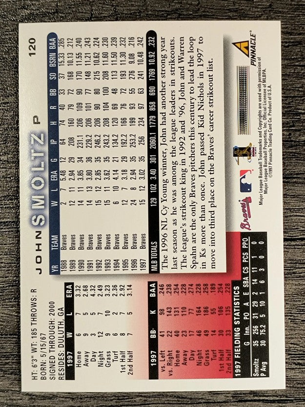 1998 Score #120 John Smoltz