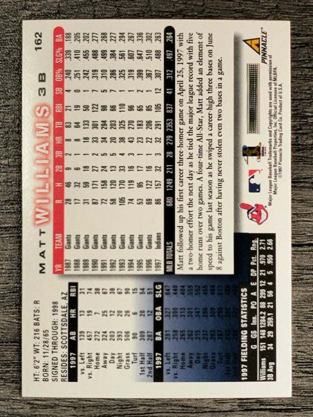 1998 Score #162 Matt Williams