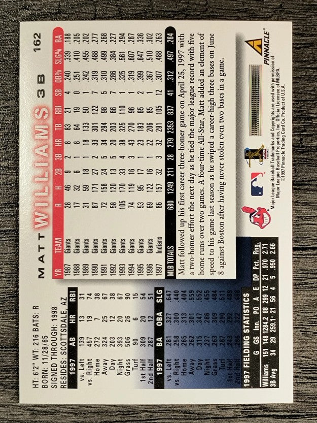 1998 Score #162 Matt Williams