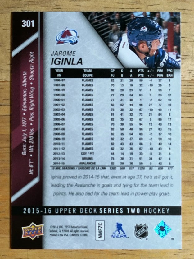 2015-16 Upper Deck #301 Jarome Iginla