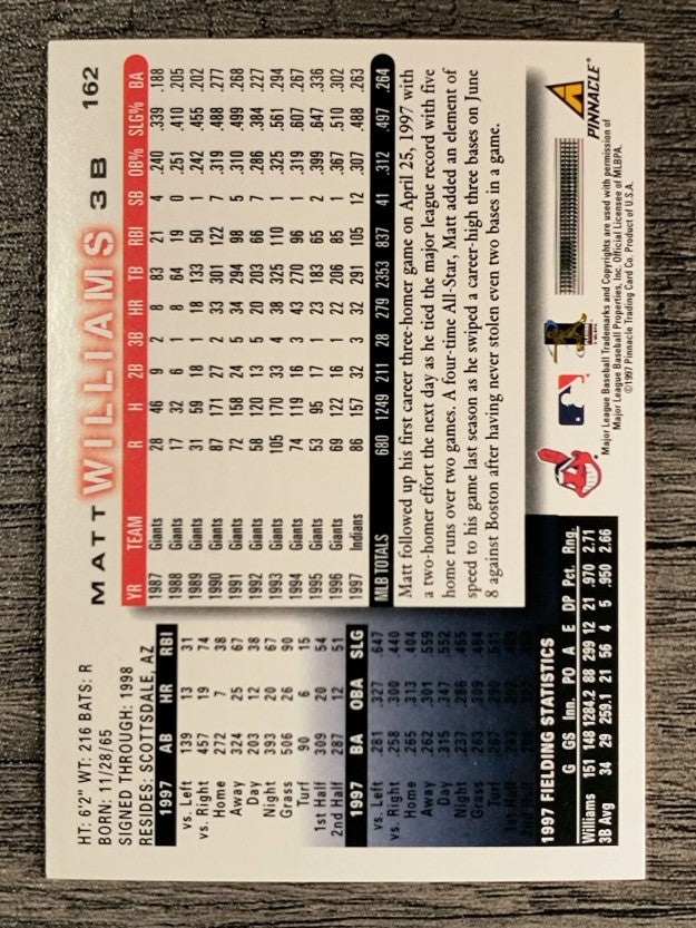 1998 Score #162 Matt Williams