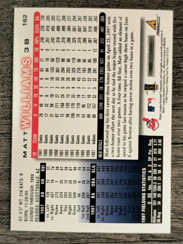 1998 Score #162 Matt Williams