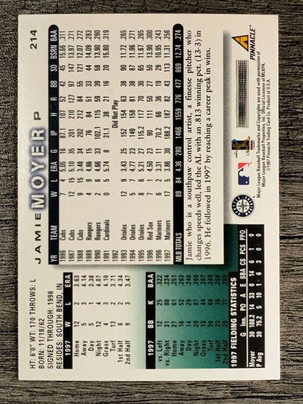 1998 Score #214 Jamie Moyer