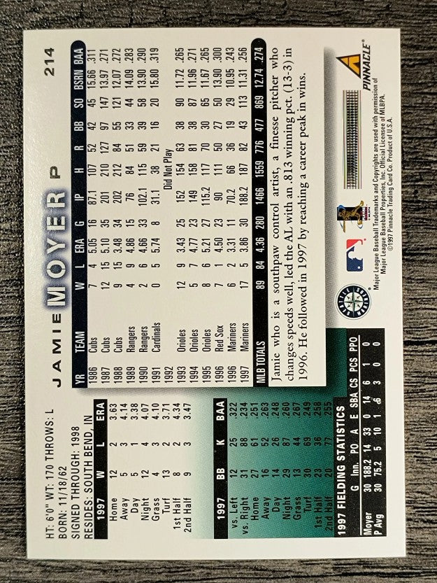 1998 Score #214 Jamie Moyer