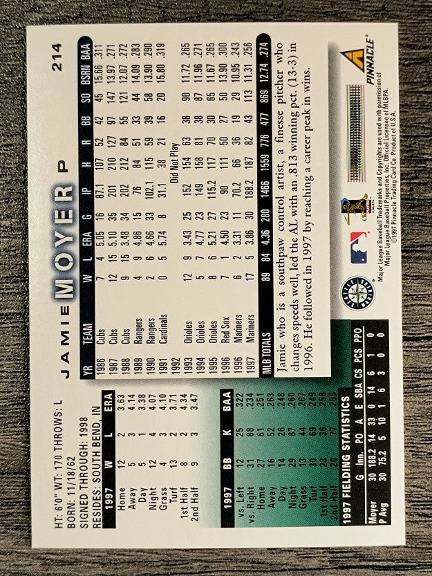 1998 Score #214 Jamie Moyer