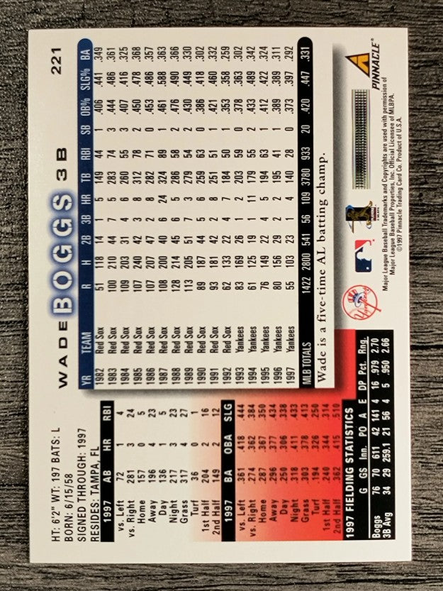 1998 Score #221 Wade Boggs