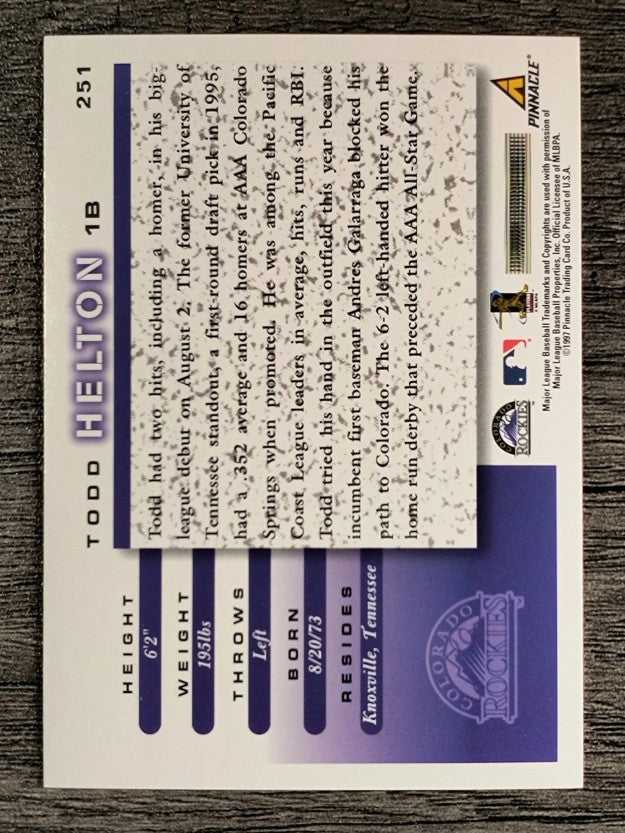 1998 Score #251 Todd Helton