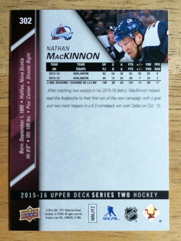 2015-16 Upper Deck #302 Nathan MacKinnon