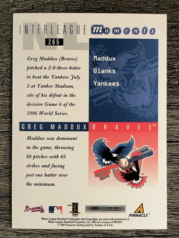 1998 Score #265 Greg Maddux IM