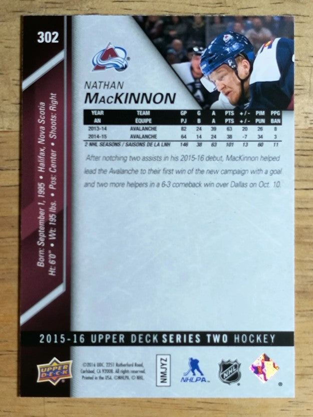 2015-16 Upper Deck #302 Nathan MacKinnon