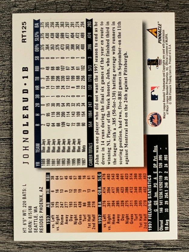 1998 Score Rookie Traded #125 John Olerud