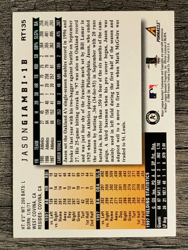 1998 Score Rookie Traded #135 Jason Giambi
