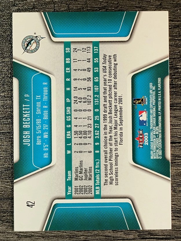 2003 Flair #42 Josh Beckett