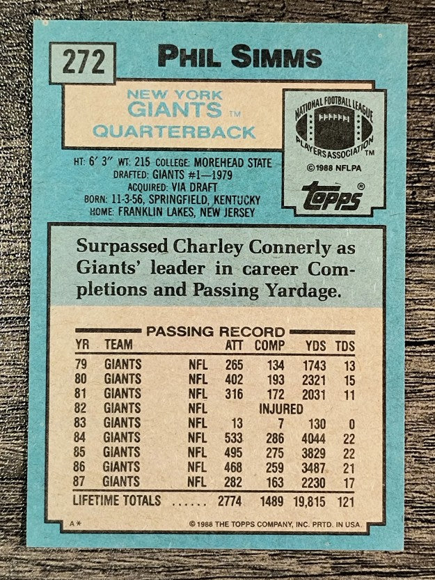1988 Topps #272 Phil Simms