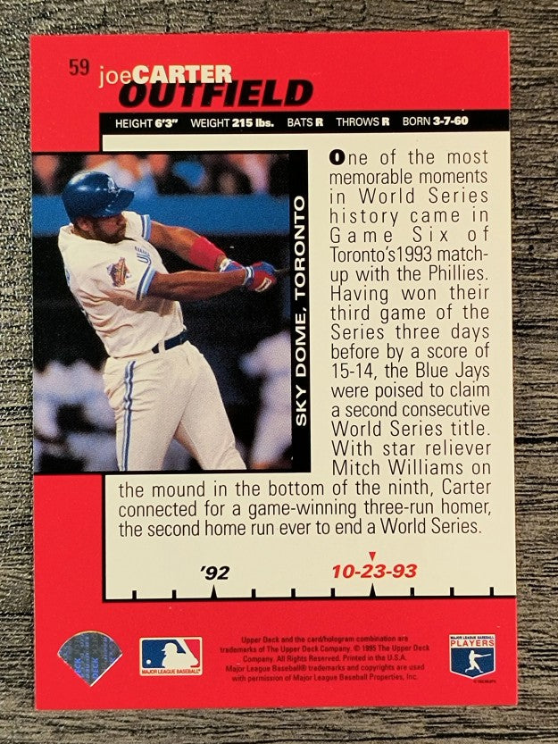 1995 Collector's Choice #59 Joe Carter B90