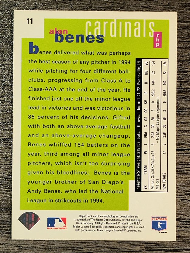 1995 Collector's Choice SE #11 Alan Benes