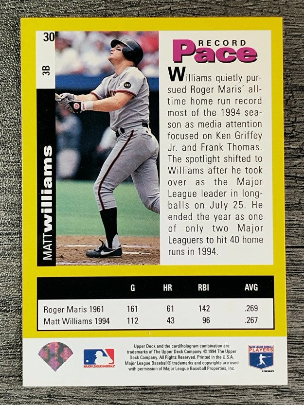 1995 Collector's Choice SE #30 Matt Williams RP