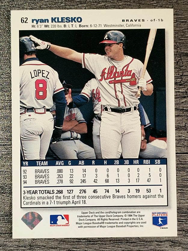 1995 Collector's Choice SE #62 Ryan Klesko