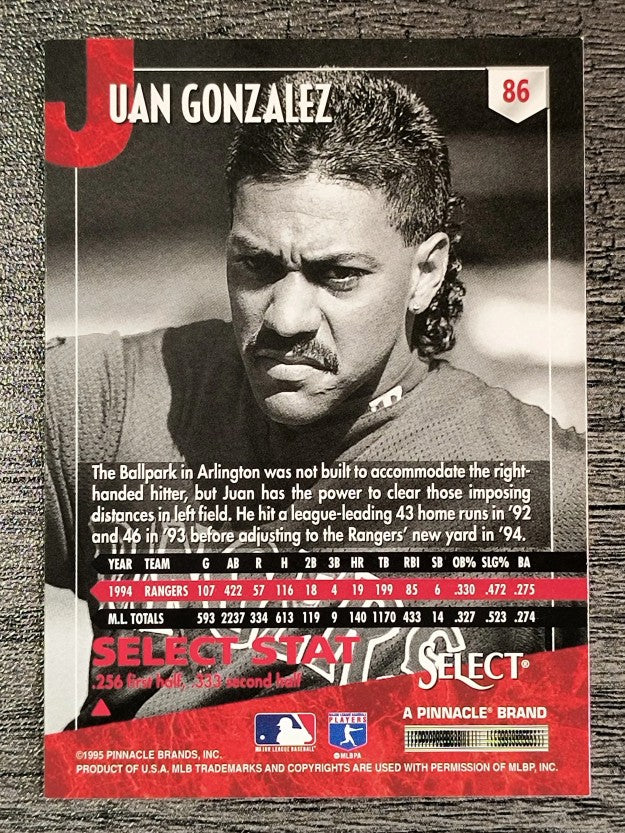 1995 Select #86 Juan Gonzalez