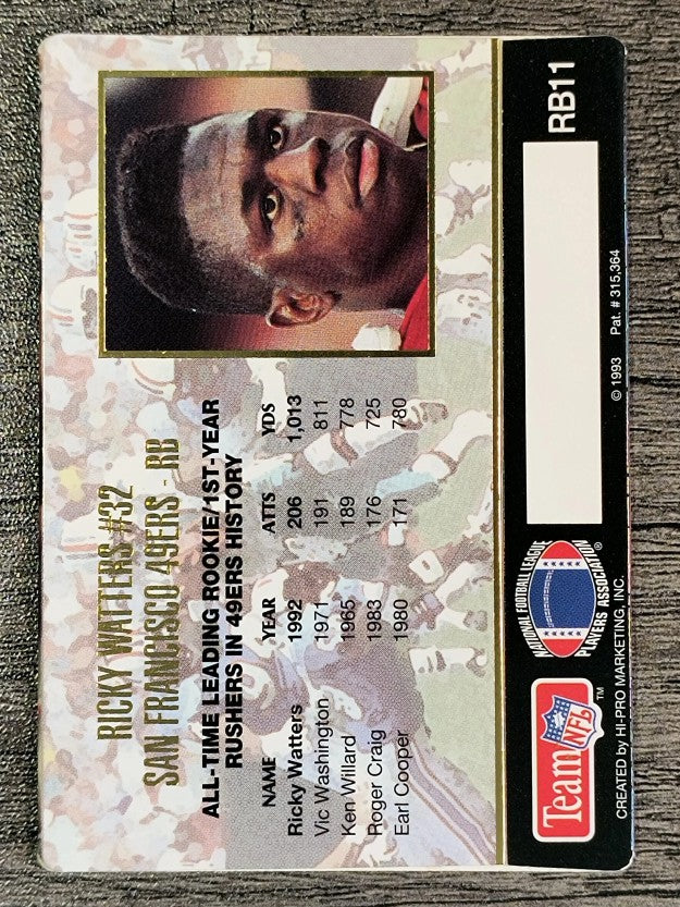 1993 Action Packed Rushers #RB11 Ricky Watters