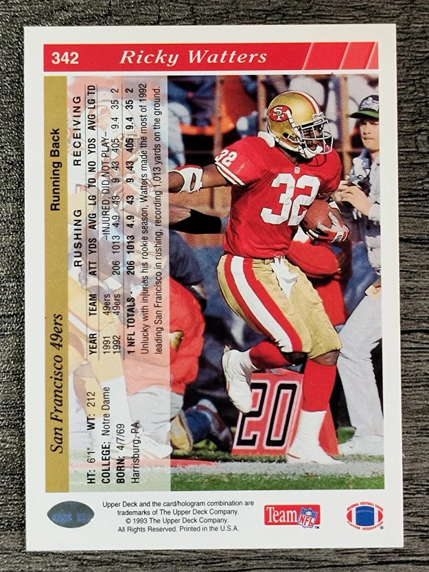 1993 Upper Deck #342 Ricky Watters