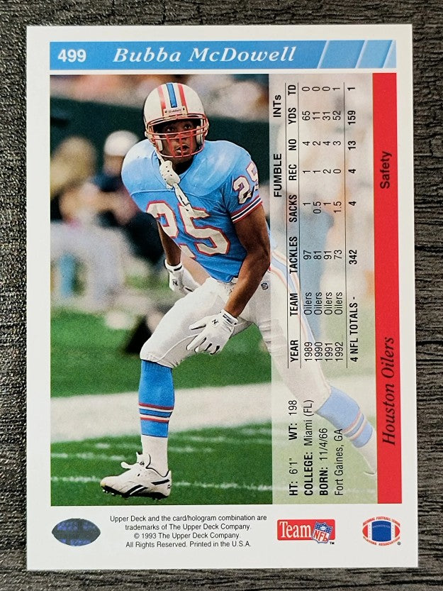 1993 Upper Deck #499 Bubba McDowell