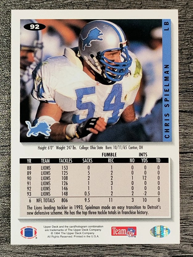 1994 Collector's Choice #92 Chris Spielman