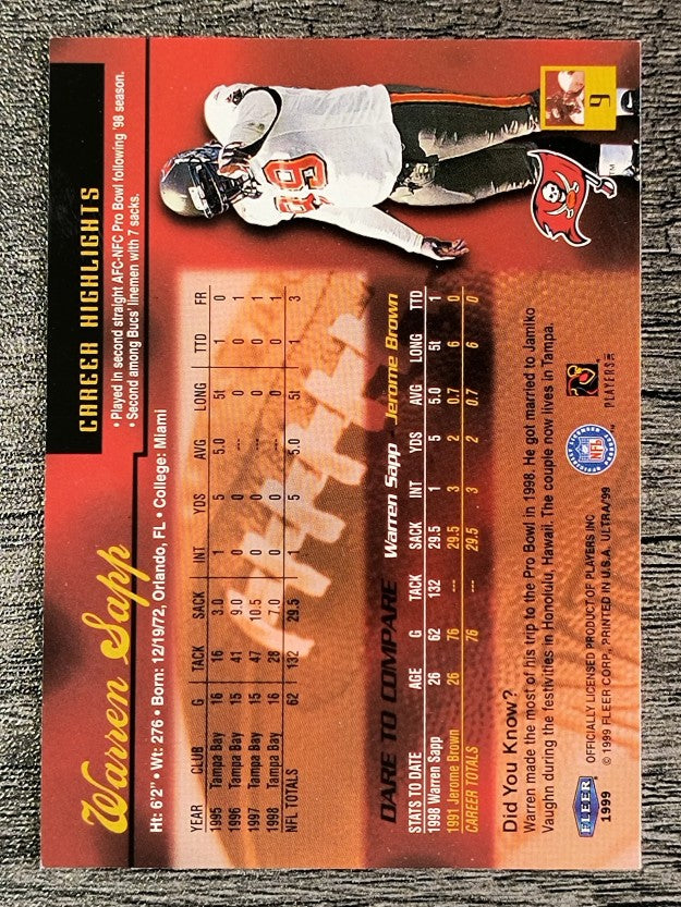 1999 Ultra #9 Warren Sapp
